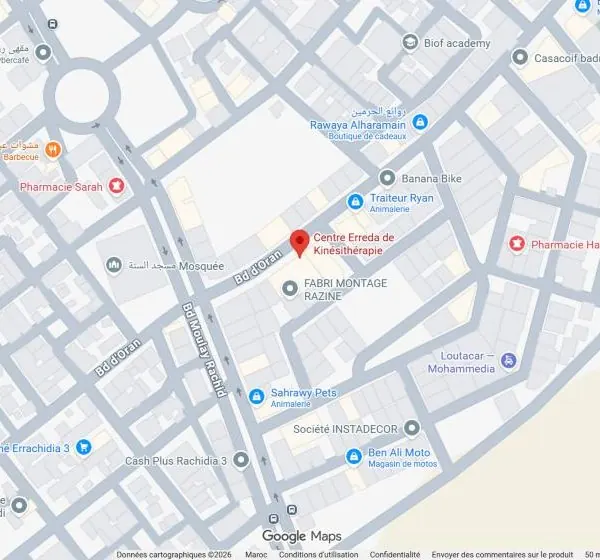 Plan du quartier Hay Erreda El Alia avec l'emplacement du centre
